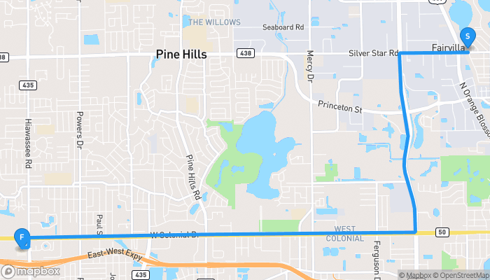 Route map from 1709 Silver Star Road to The Home Depot