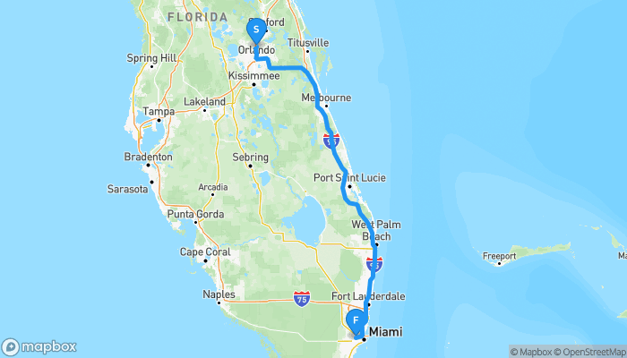 Route map from 540 Orange Dr to Miami International Airport