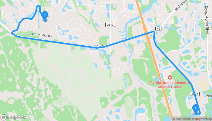 Route map from Home to Work