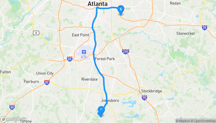 Route map from 2045 Graham Circle Southeast to 434 Hastings Way