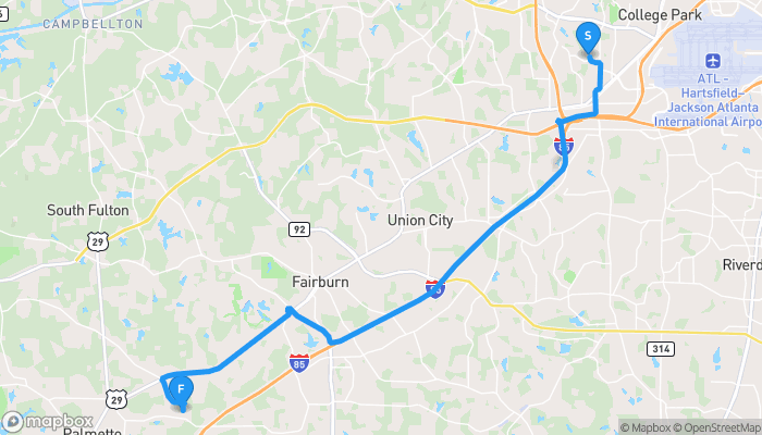 Route map from 4249 Fredericksburg Drive to 8500 Tatum Road